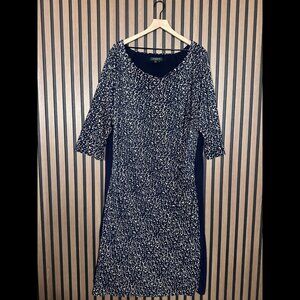 Lauren Ralph Lauren Dress 22W Womens Blue Animal Print 3/4 Sleeve Fabric Stretch